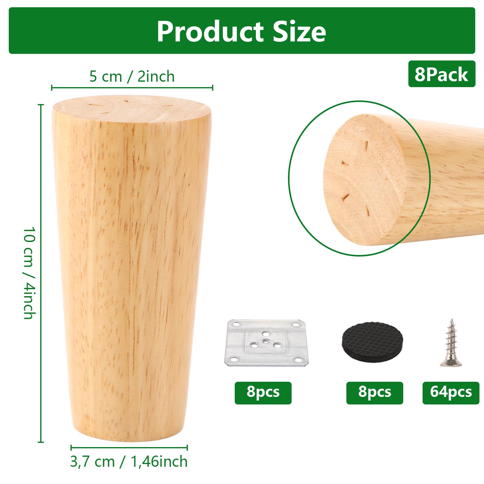 Houten meubelpoten, 8 stuks 20 cm kastpoten, houten tafelpoten