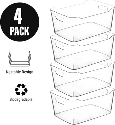 Miniatura 7 de Contenedores de almacenamiento de plástico transparente, perfectos para organización de cocina o despensa, organizador de refrigerador, congelador,