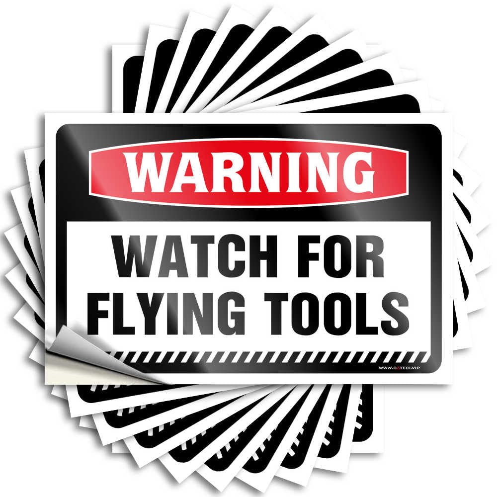 Fzfn Colour Warning Watch For Flying Tools Outside Decorations For Porch Fun - Lettering Sticker Wall Waterproof Decal(6X9cm)