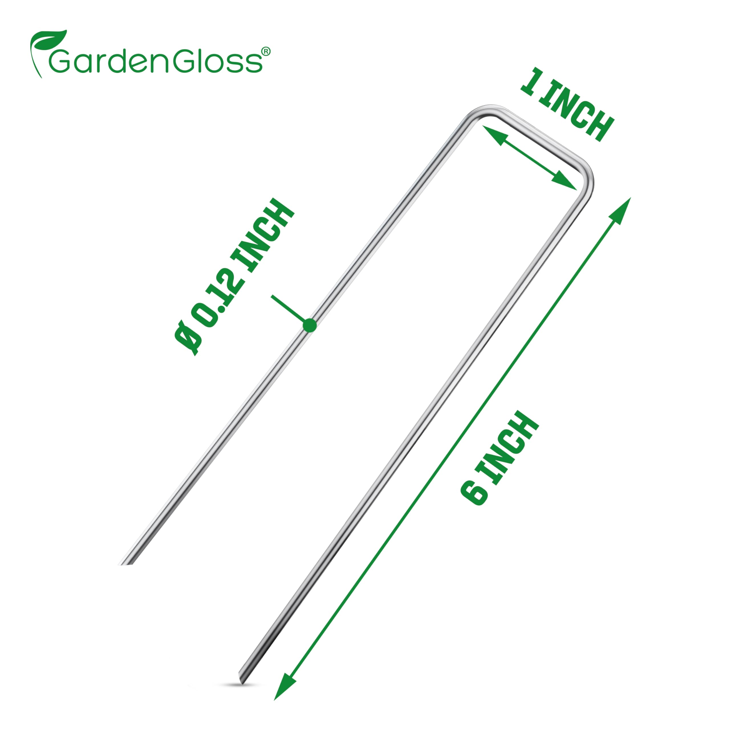 GardenGloss Kotwy Ziemne/Śledzie Antykorozyjne (100 szt.) - Odporne na Rdzę i Ocynkowane Kotwy do Mocowania - 150 mm x 25 mm x Ø 2,8 mm - Gwoździe/Śledzie Stalowe - Kotwy Gruntowe