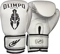 Luva De Boxe Muay Thai Kickboxing Olimpo Legendary Edition Branco Com Preto