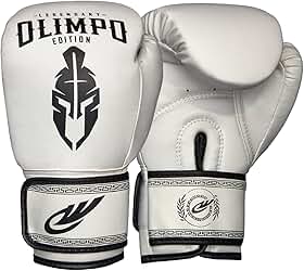 Luva De Boxe Muay Thai Kickboxing Olimpo Legendary Edition Branco Com Preto