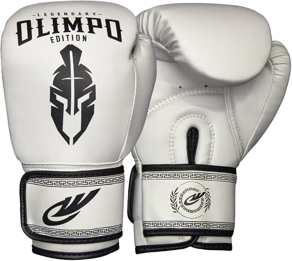 Luva De Boxe Muay Thai Kickboxing Olimpo Legendary Edition Branco Com Preto