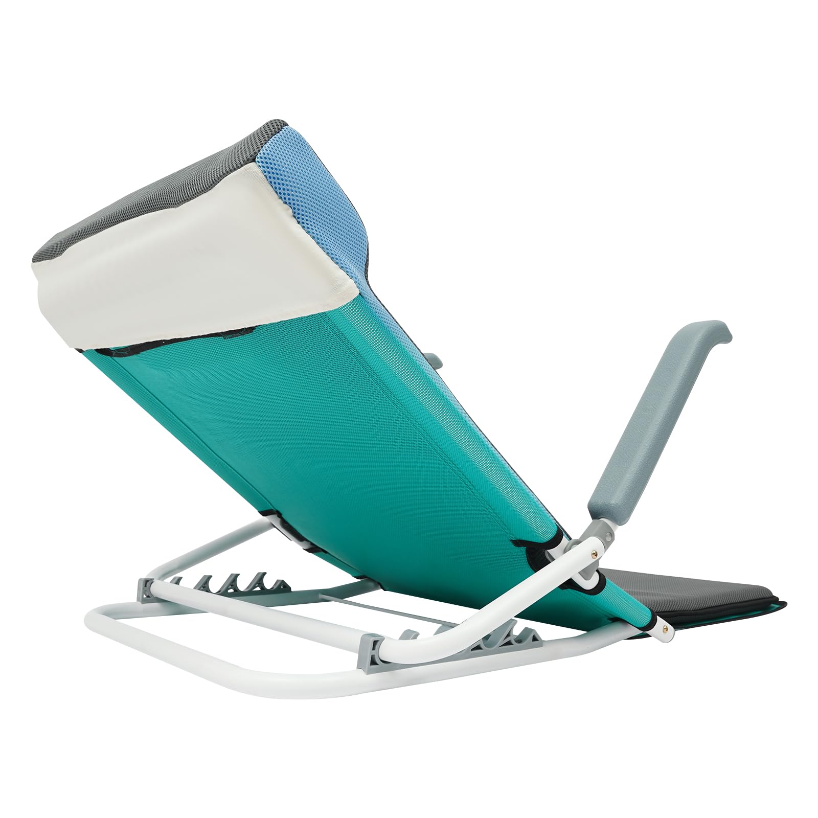Dossier réglable - Matelas de plage portable - Support dorsal - Lit de plage pliable léger - 5 niveaux d'inclinaison - Résistant à l'humidité - Avec accoudoirs, masque pour les yeux et