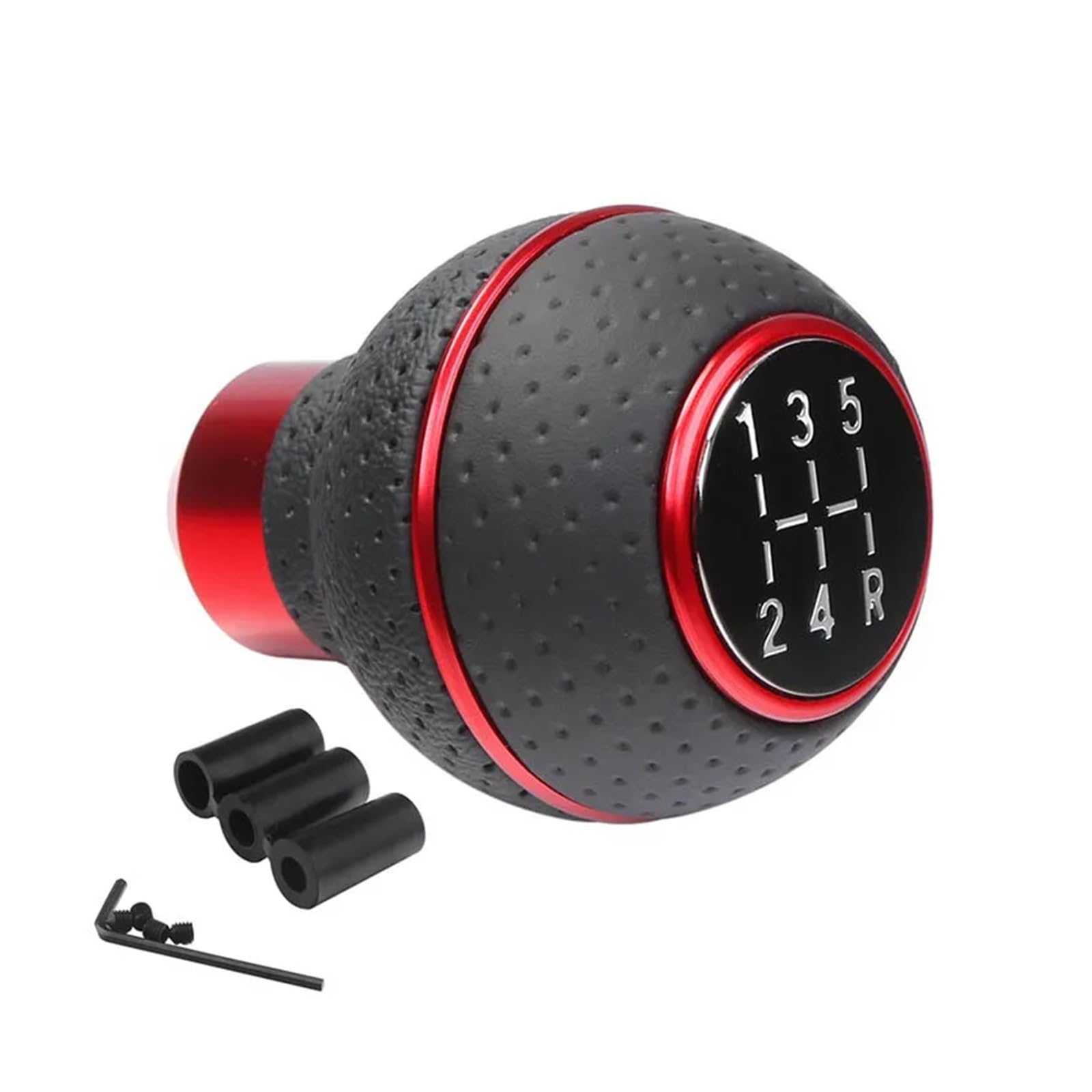 Ldgsuph Red Ring 5 Speed Gear Shift Knob Leather Gear Shift Knob Gear Shift Knob Most Manual Car Truck Suv (Red Ring)