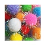 20PCS 1.5INCH Extra Large Cat's Favorite Chase Glitter Ball Toy Sparkle Pom Pom Balls