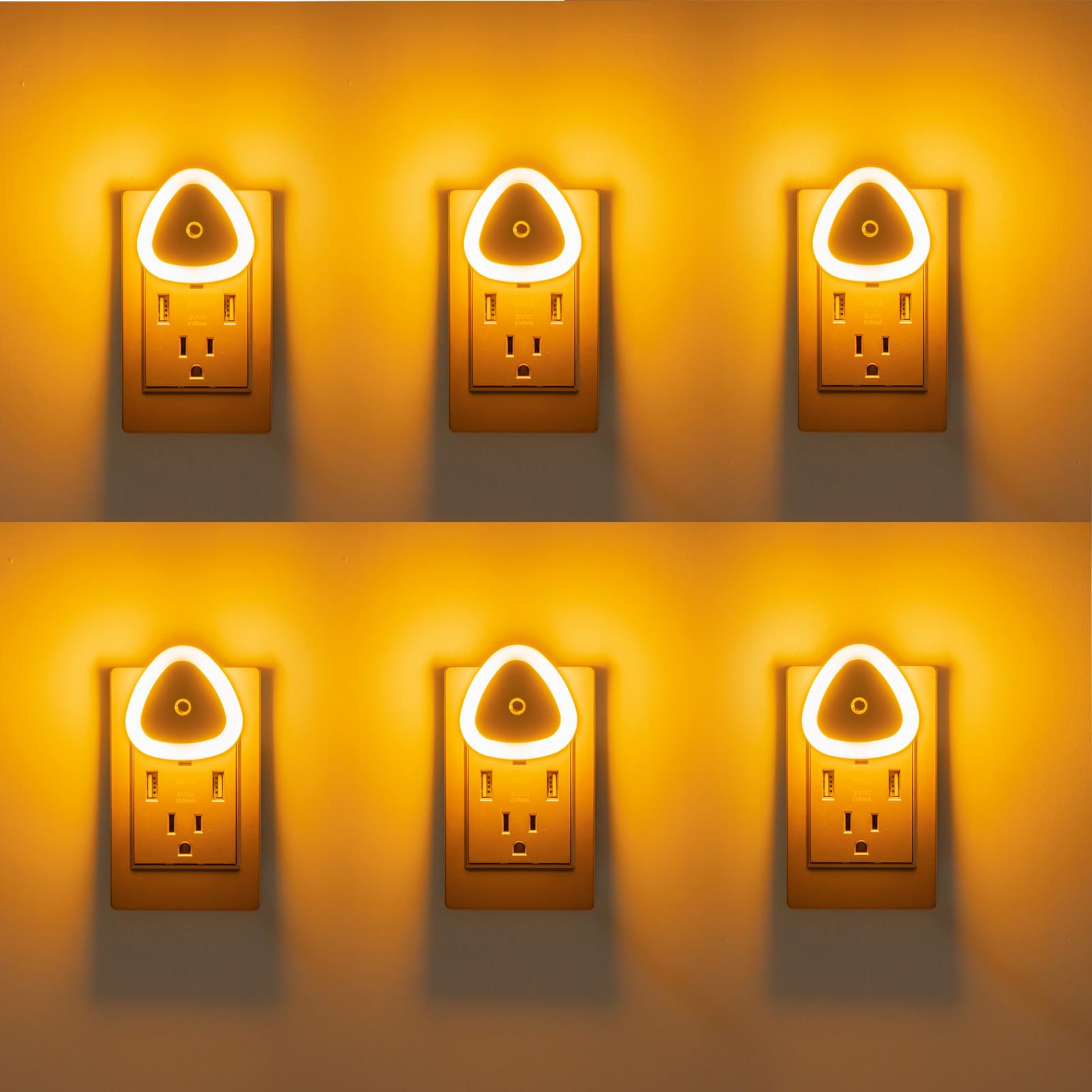 KINUR LED Night Light Lamp with Smart Sensor Dusk to Dawn Sensor 0 5W Orange Amber Nightlight Plug
