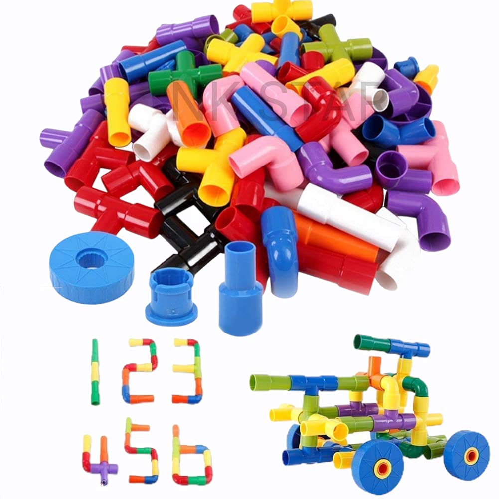 NK STAR Building Pipe Block Educational Play&Learn Toy For Kids Building Construction Blocks Assembly Game Kids ( Multicolor ) ( Set Of 55 Pcs )