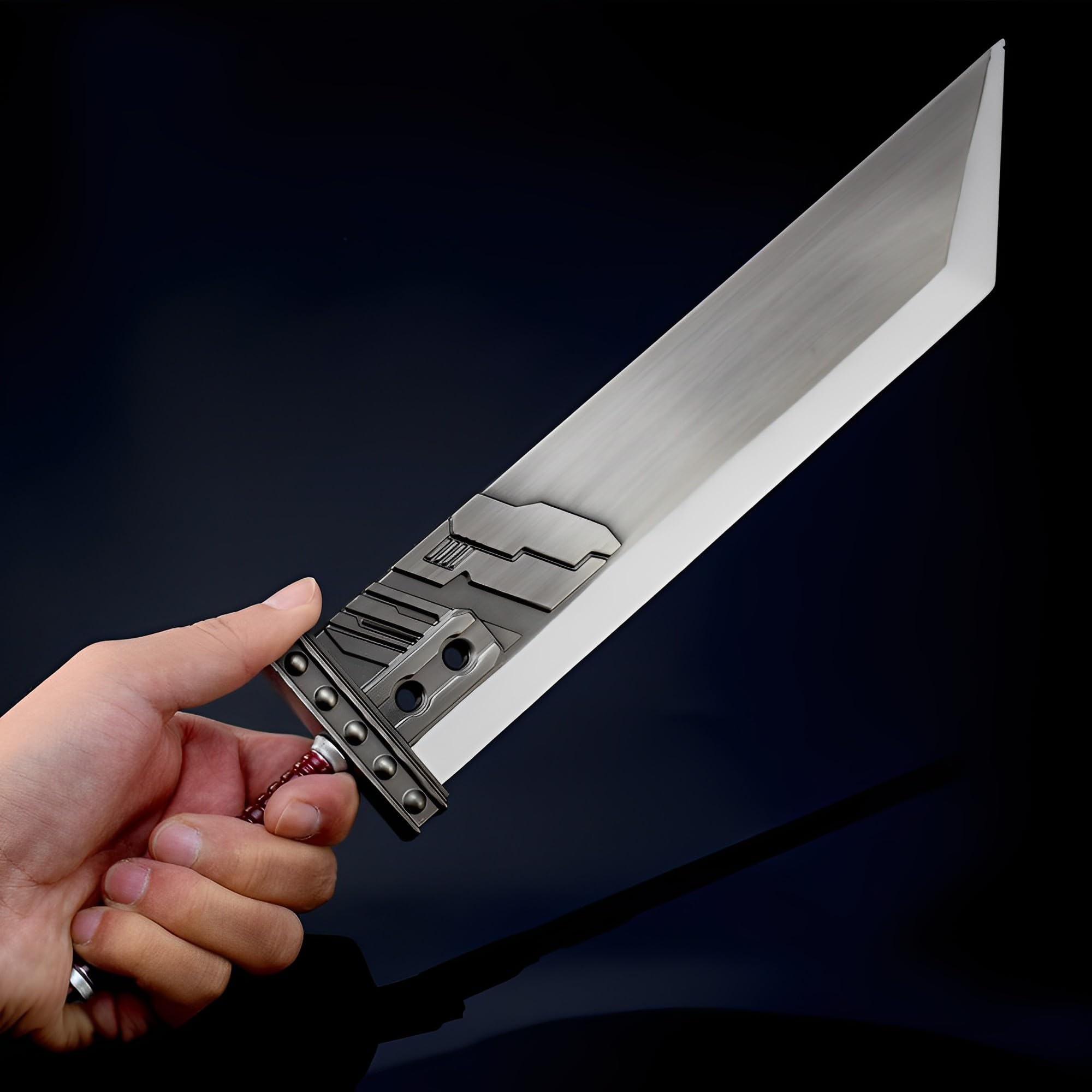 Modelo de Espada Larga, Modelo de Espada Gigante Buster, Longitud: 35 cm, Totalmente metálico, con Soporte exhibición, Color Negro(Iron Gray)