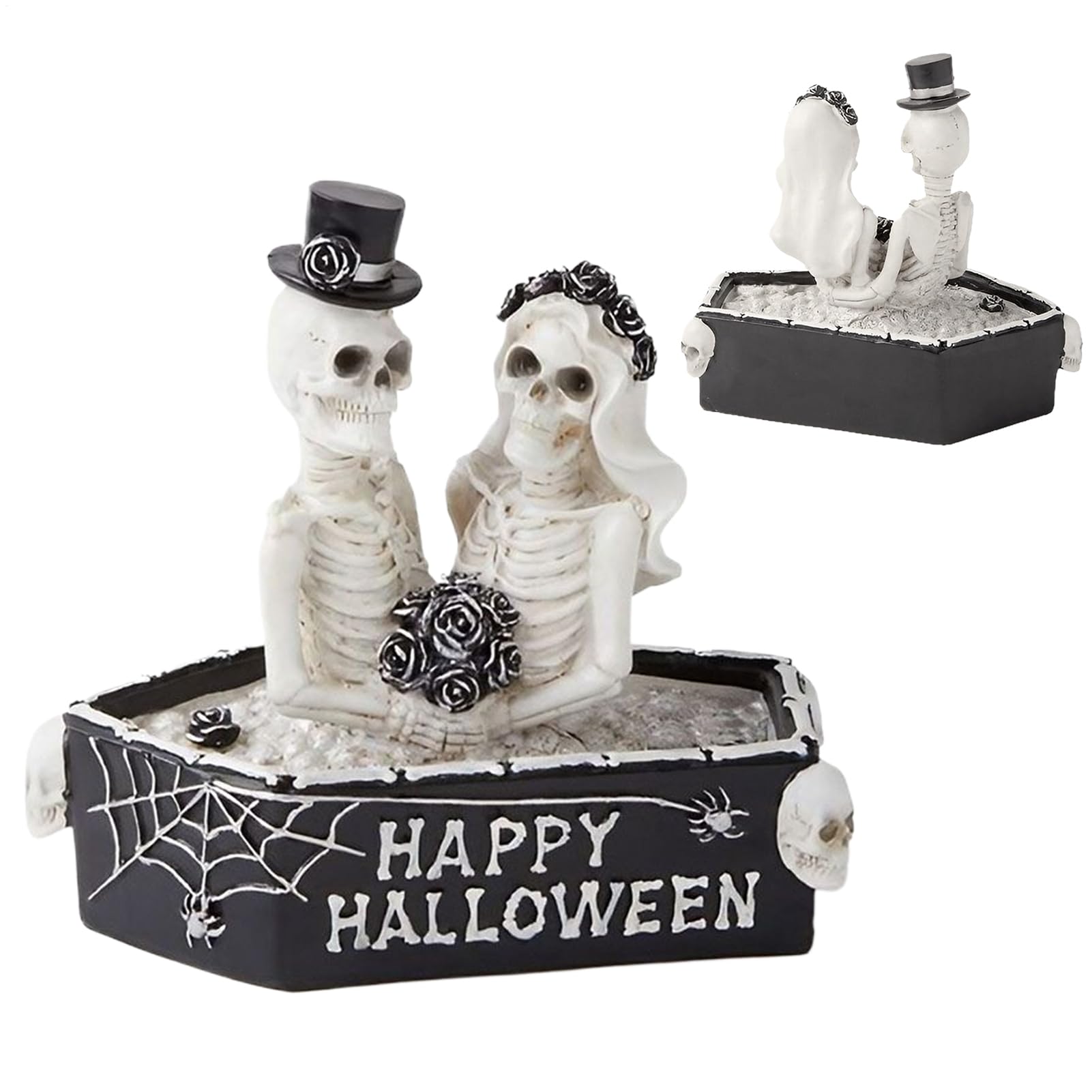 Figurine de squelette en résine gothique pour couple Halloween