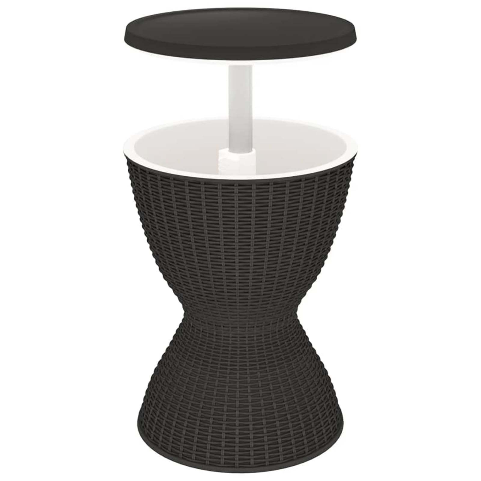 Homgoday Mesa nevera 3 en 1 polipropileno negro, mesa de exterior, mesa de comedor, mesa de cocina, mesa de exterior