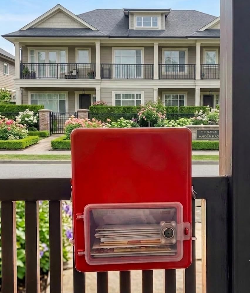 The Game Begins Gate Fitting Letter Box with Door opening at the Back Side (Rear) | Red Color | Size: 28x25x10 (LXBXH in cm) 2