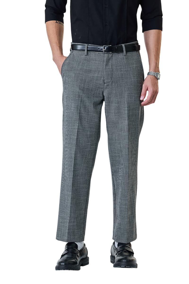 snitch Men Formal Trousers | Regular Fit Mid Rise Self-Design | Premium Polyester Blend with Medium Stretch & Smooth Texture | Ideal for Office & Professional Wear-picture-25
