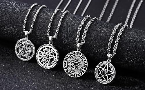 Collar Pentagrama Plata 925 Tetragramaton Amuleto Wiccano