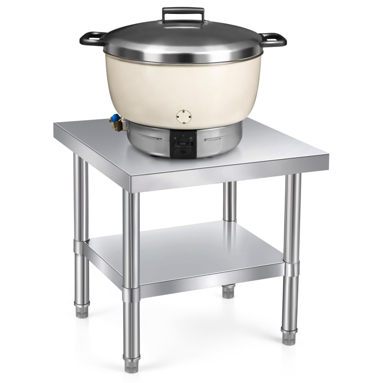 Tudomro Support de cuiseur à riz à gaz en acier inoxydable, 50,8 x 50,8 x 50,8 cm, table de cuisson à riz commerciale robuste avec étagère pour travaux de préparation pour cuisine commerciale et usage