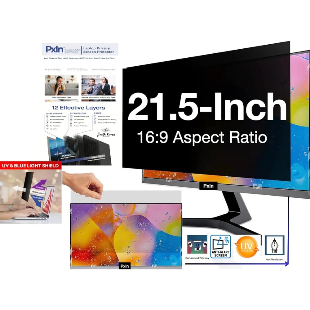 PxIn 21.5 Inch (16:9) Monitor Privacy Filter Guard | No Eye Strain | Anti Glare & Blue Light UV, Anti Scratch, No Dry Eyes (B09STK15Y9) Amazon Price History, Amazon Price Tracker