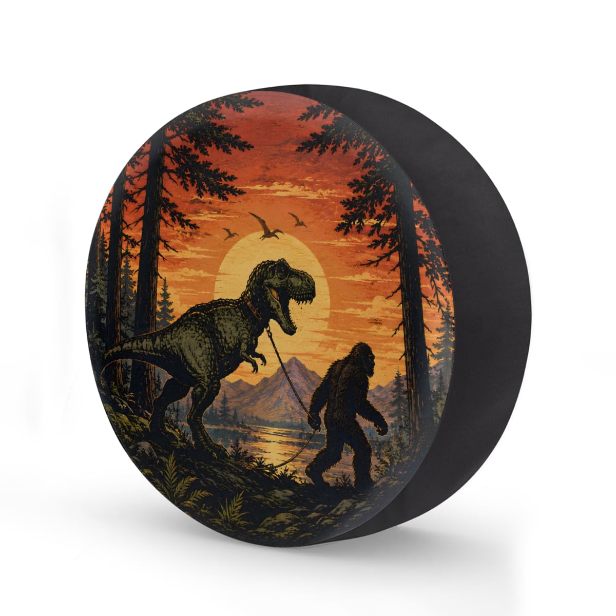 Bigfoot Dinosaur Spare Tire Cover Wheel Covers Protectors Waterproof Dust-Proof Universal Fit Trailer, RV, SUV and Many Vehicle 15 Inch,C-02