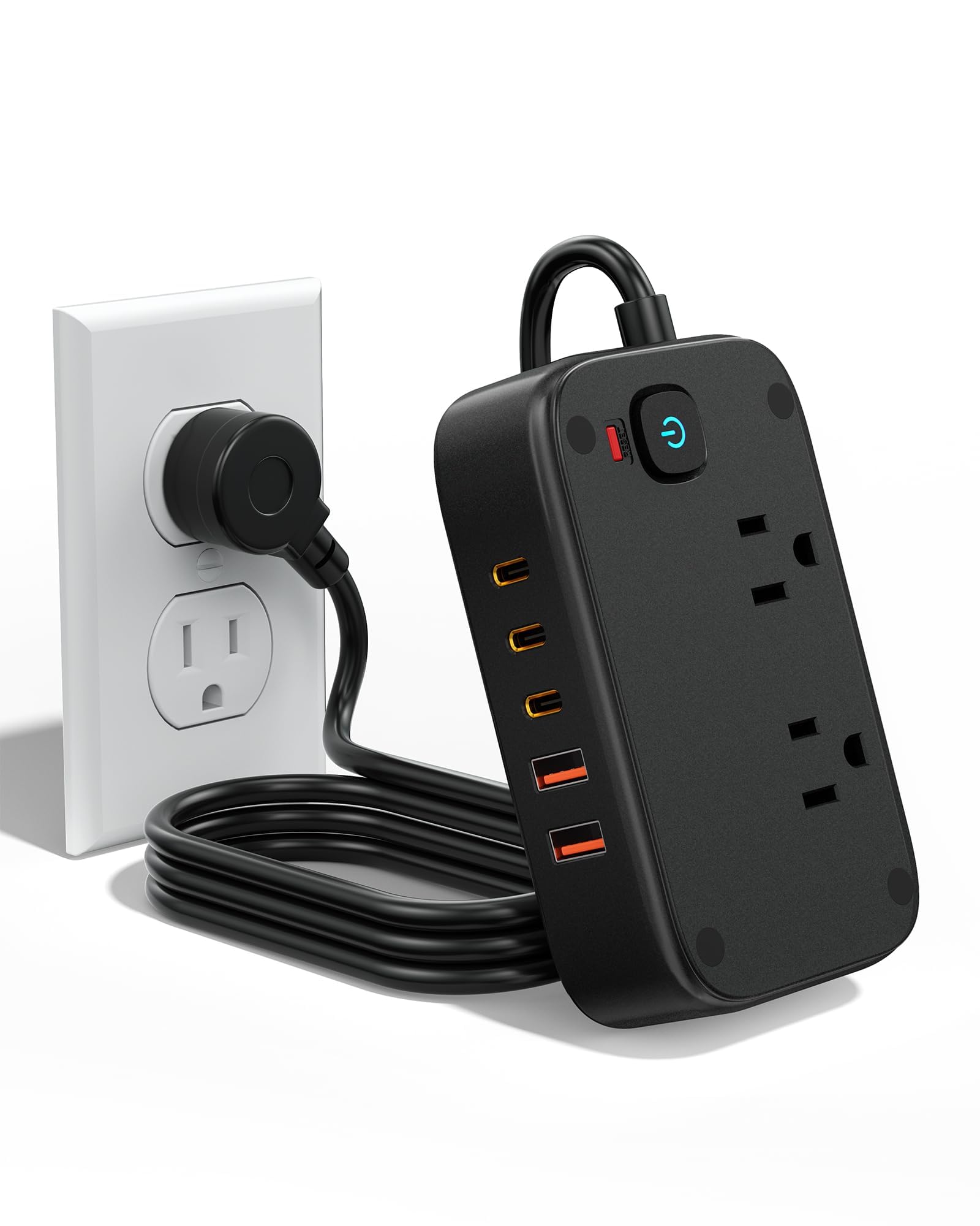 VHBW 7-in-1 電源タップ USB コンセント 40W 充電器 PSE…