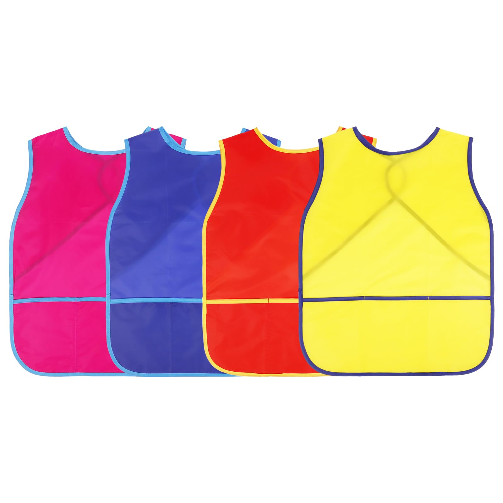 ViEinkaufen 4Pcs Kids Painting Aprons Children Artist Smock Toddler Art Waterproof Kids Paint Smock Sleeveless Kid Painting Smocks with Pockets for Age 3-8 Year Gift Craft Cooking