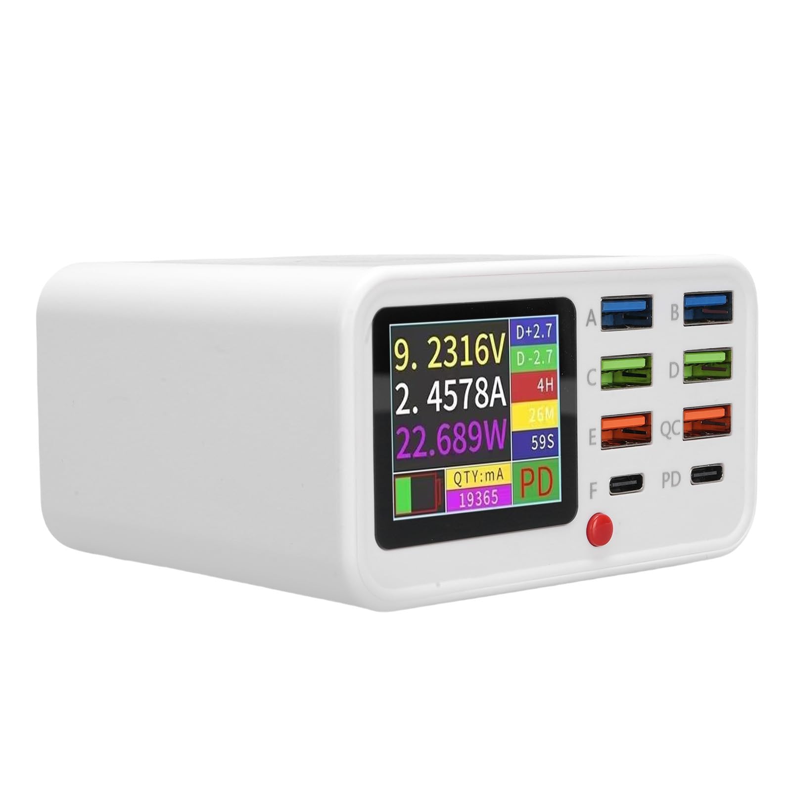 Generic Cargador Multi de la Estación de Carga USB de 65W y 8 Puertos con Carga Rápida PD QC3.0 para Familias y Empresas (Enchufe de la UE)