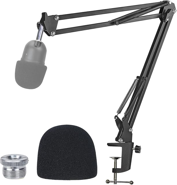 Razer Seiren Mini Boom Arm Stand with Pop Filter - Mic Stand with Mic Cover Foam Windscreen for Razer Seiren Mini USB Mic by YOUSHARES