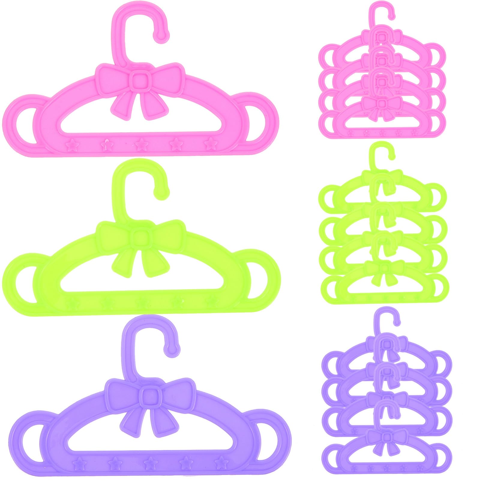 Accesorios para Muñecas de 18 Pulgadas para Ropa de Muñecas 15 Perchas de Plástico Colores Rosa, Verde y Morado Adecuado para Cumpleaños y Juego Infantil