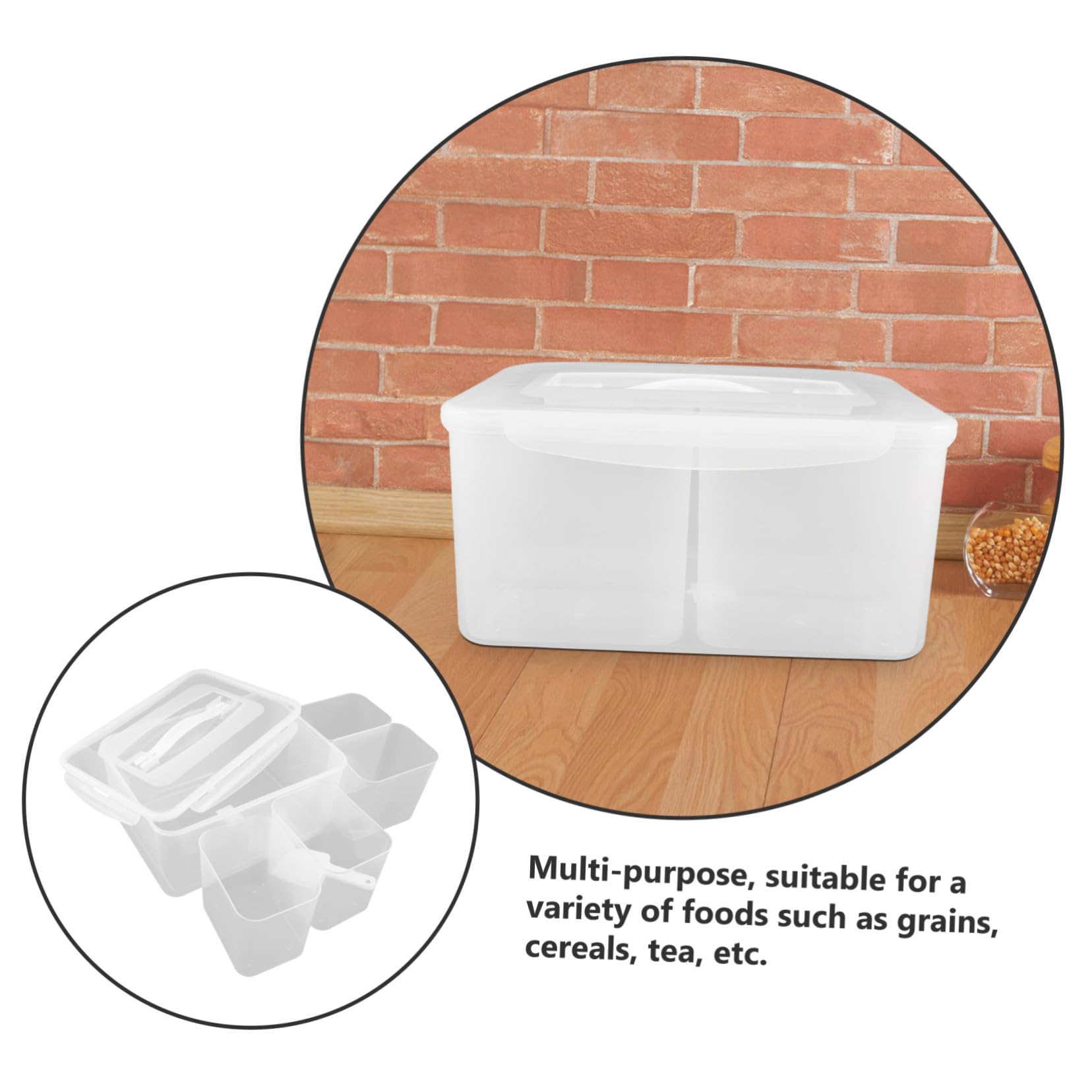 8 Liter Große Snackbox aus Kunststoff mit Deckel und Tragegriff Geteilte Aufbewahrungsbox für Küche und Vorratskammer Luftdichtes Design mit Transparenten Fächern