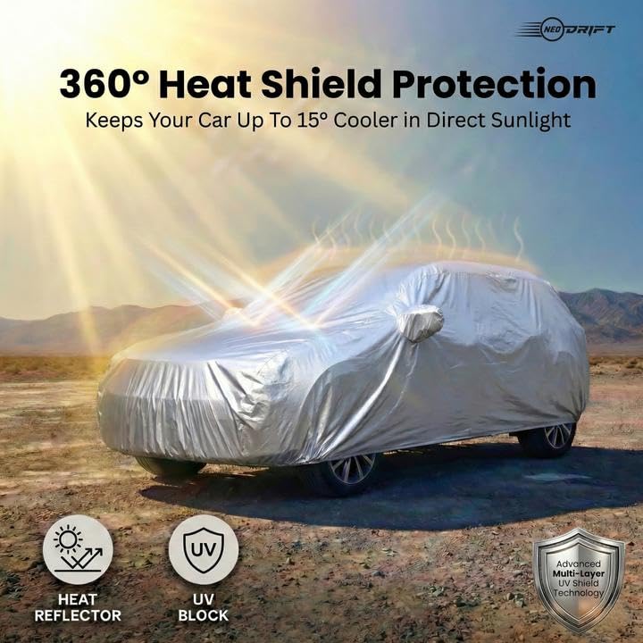 Image of NEODRIFT 'CrystalTech' Car Cover for BMW X4 (100% Water-Resistant, All Weather Protection, Tailored Fit, Multi-Layered & Breathable Fabric) (Colour: Crystal Silver)