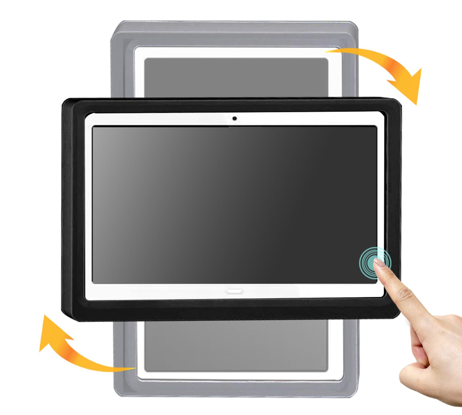 ABHILWY Shower Tablet Holder Waterproof Compatible with Ipad, Wall Mounted Bathroom Tablet Case 360° Rotation,Adhesive Touchable Cradle with Glass