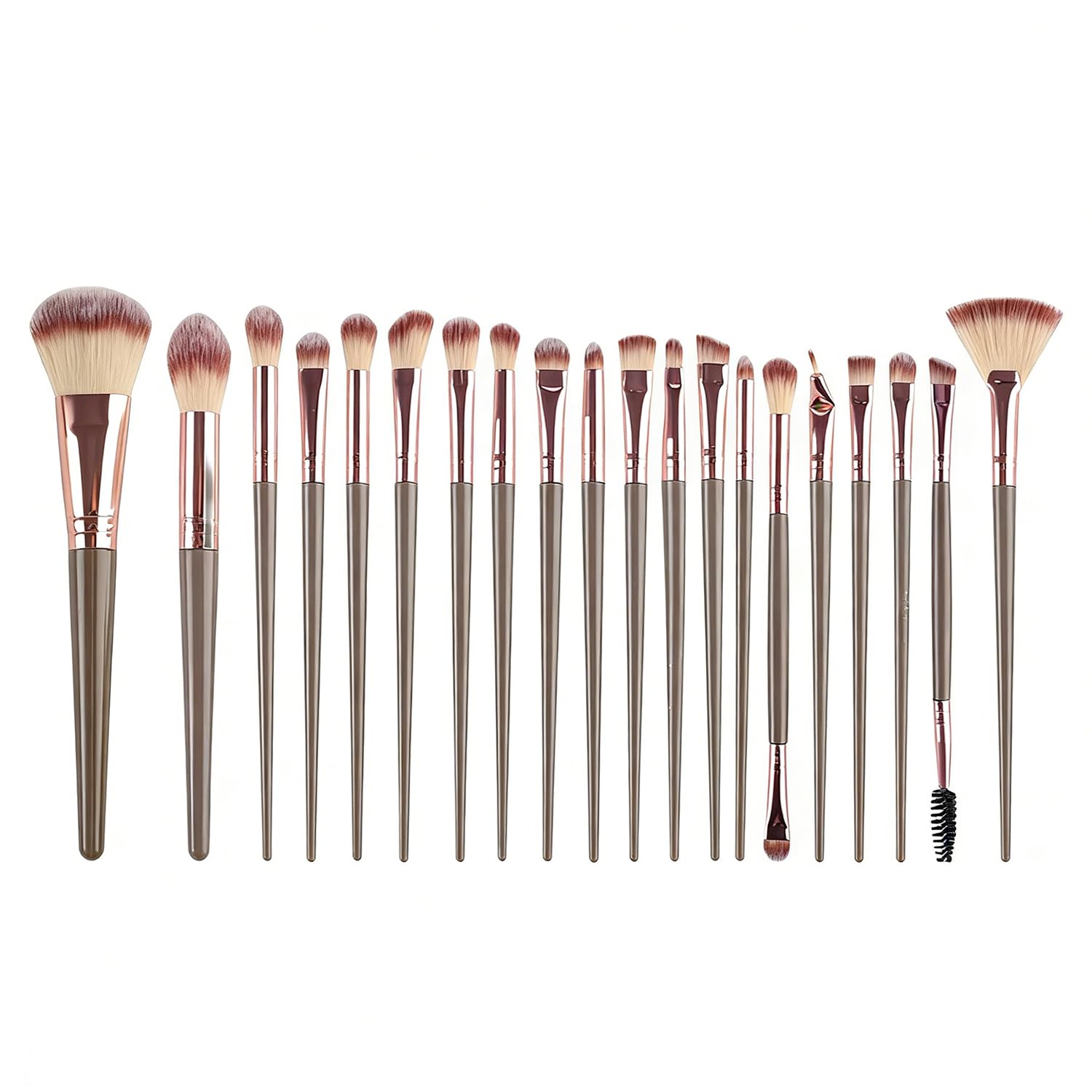 Lot de 20 pinceaux de maquillage synthétiques marron