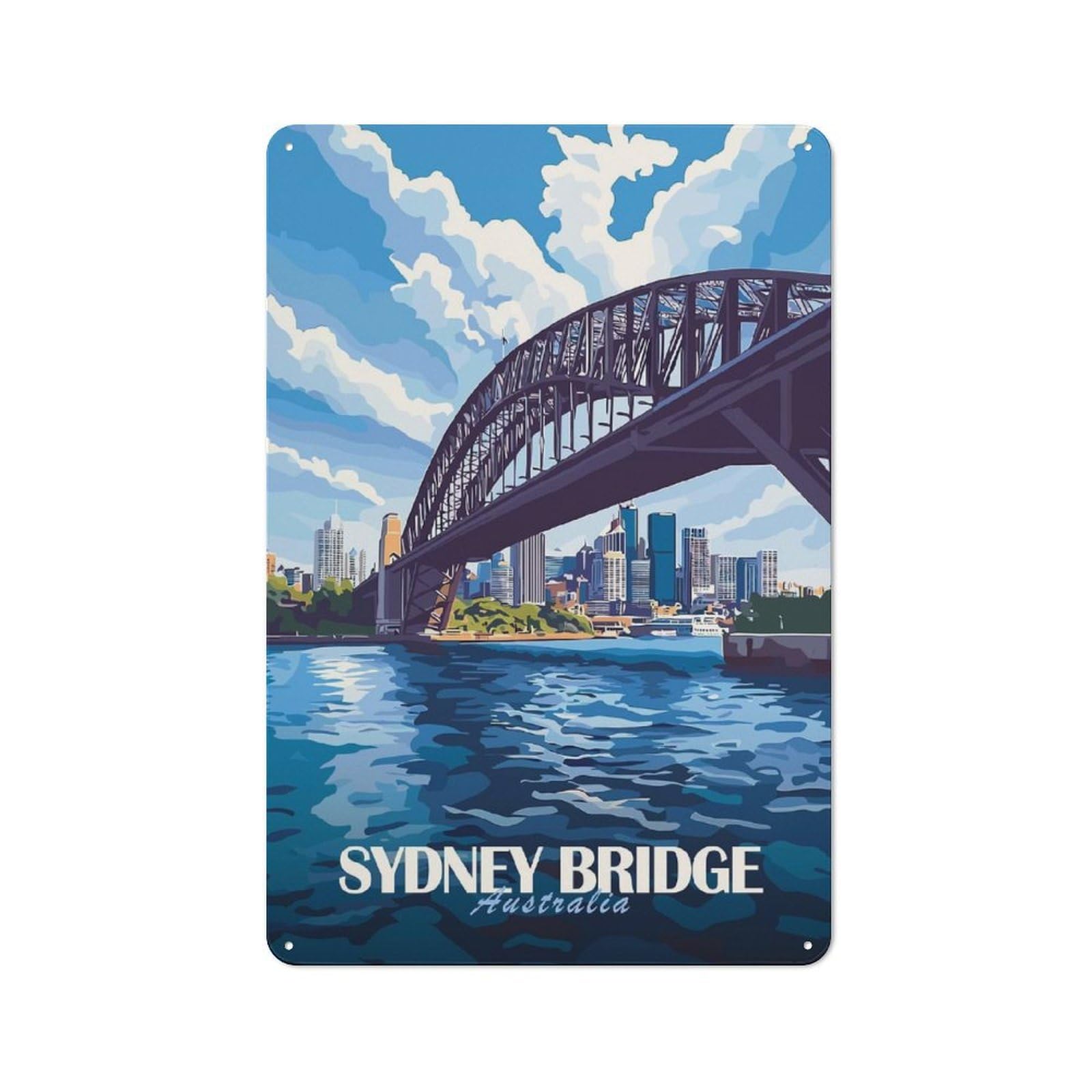 Sydney Harbour Bridge Warehouse Style Metal Wall Decor 30x20cm, Industrial Metal Sign for Workspace, Cafe, Hallway Or Garage