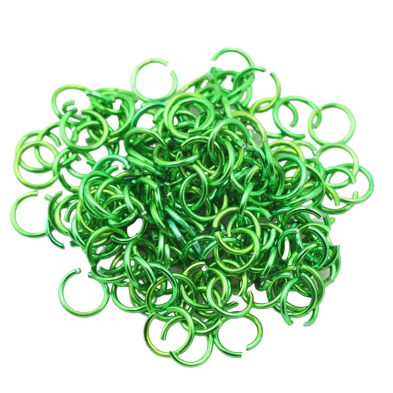 Anelli aperti aperti per gioielli fai da te, in metallo, 1500 pezzi, 6 mm, anelli di salto per collane, bracciali, catenine (verde)
