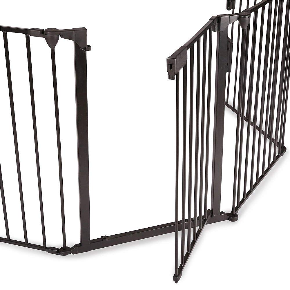 Barrera de seguridad infantil – Barrera de protección – 300 cm Barreras cortafuegos – 5 paneles – Material: Q195 Acero y ABS Plástico (negro)