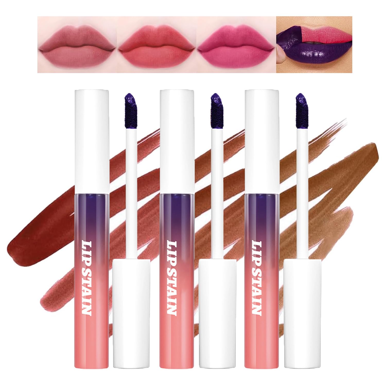 Sitovely 3PCS Peel Off Lip Liner Stain, Peel Off Lip Tint Set, Waterproof Long Lasting Peel Off Lip Stain Tattoo