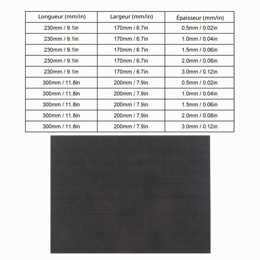 Plaque de Panneau de Fibre de Carbone, Feuilles de Fibre de Carbone 0,5 mm 1 mm 1,5 mm 2 mm 3 mm d'épaisseur Feuilles de Panneau à Armure Toile Plaque de Fibre de Carbone Brillante (200*300*0.5mm)