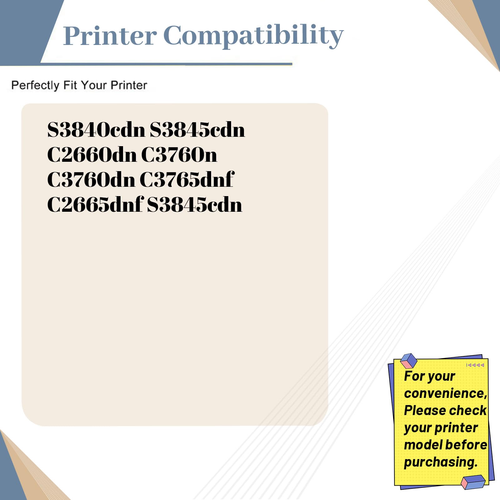 Unità tamburo di ricambio compatibile per stampante Dell TWR5P 331-8434, ad alta resa, compatibile con stampanti C2660dn, C2665dnf, C3760n, C3760dn, C3765dnf, S3840cdn, S3845cdn, confezione da