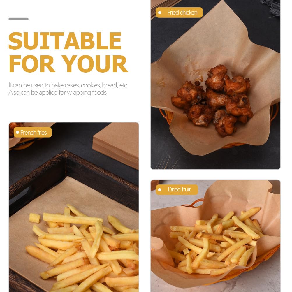 Feuilles de Papier Sulfurisé 100pcs en Kraft pour Cakes et Bread