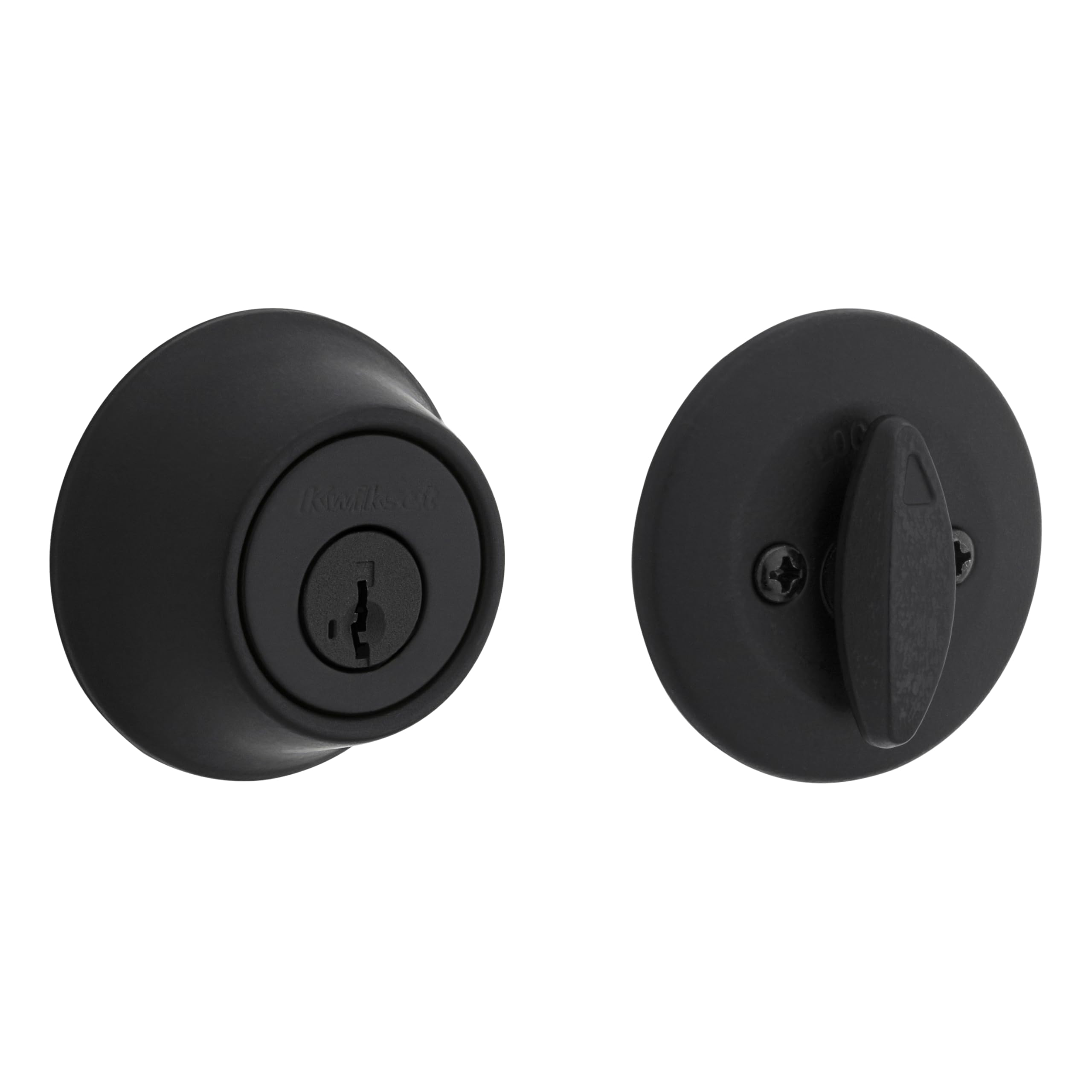Photo 1 of **See Clerk Notes**Kwikset 660 Deadbolt Lock, Matte Black Round Exterior Keyed Front Entry Door, Pick Resistant SmartKey Rekey Security, Single Cylinder Dead Bolt