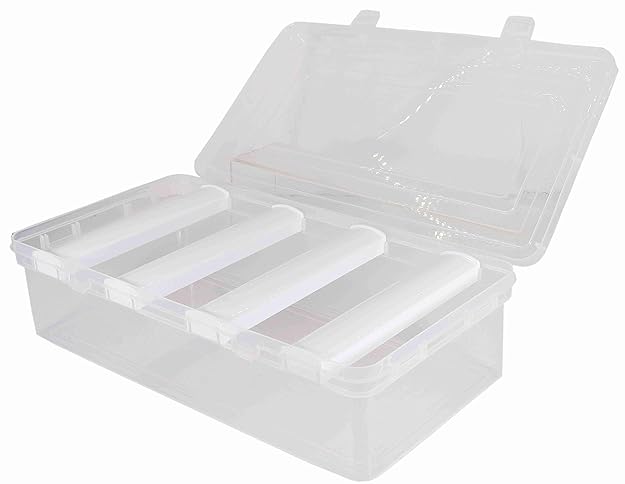 NMII Multipurpose Plastic Storage Box with Adjustable Rods l Storing Box For Bangles, Chuda, Kada, Watches, Scrunchies I (Transparent)