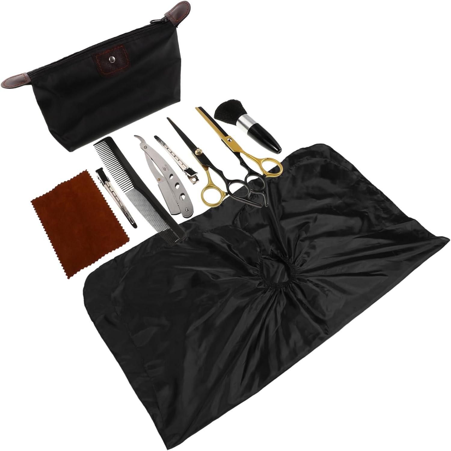 10pieces Hair Cutting Kit Salon Shears Thinning Scissors Barber Scissors Kit Cape Combs Hairdressing Accessories for Home Professionals