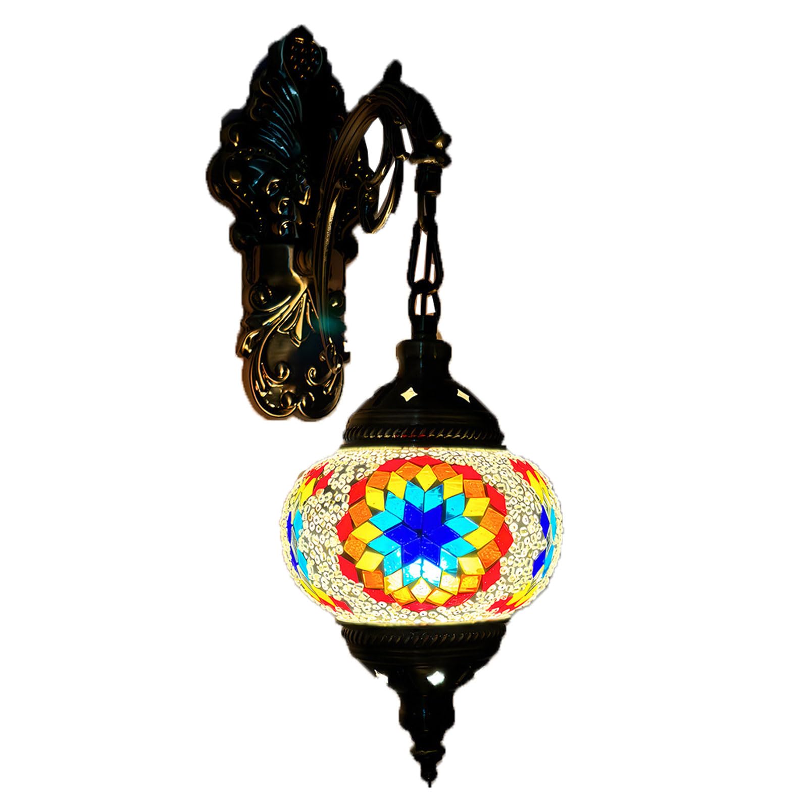 GAUUA Bohemian Mosaic Glass Wall Lamp Vintage Indoor Wall Sconce for Home Hotel Bar Restaurant Decor Unique Handmade Wall Decorations