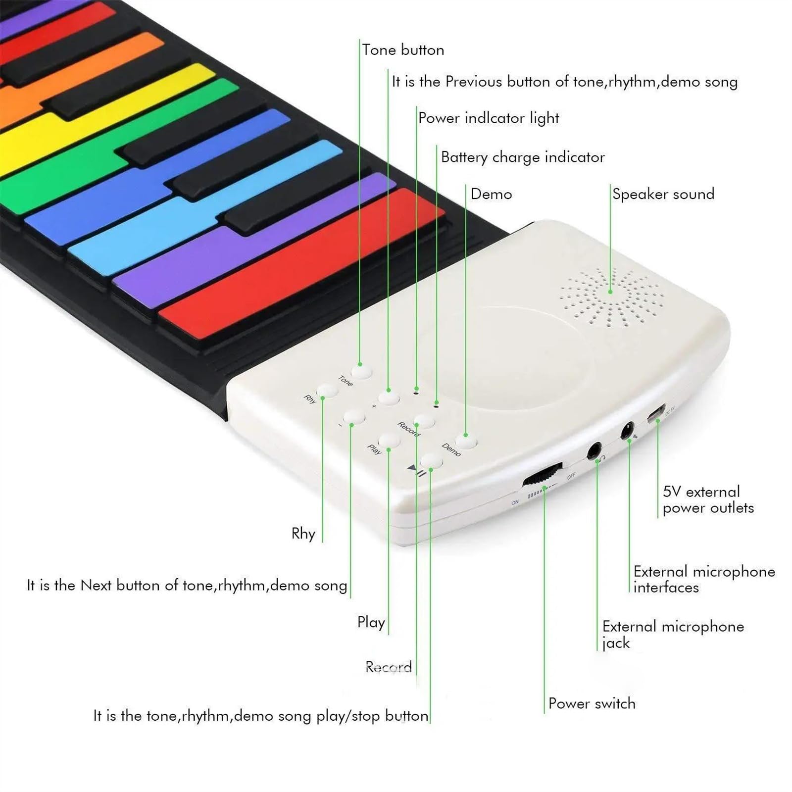 49 Klawiszy Składana Klawiatura Do Pianina Elektronicznego Mini Roll Up Przenośny Instrument Klawiszowy Do Pianina Elektronicznego Elektroniczne Pianino dla Początkujący