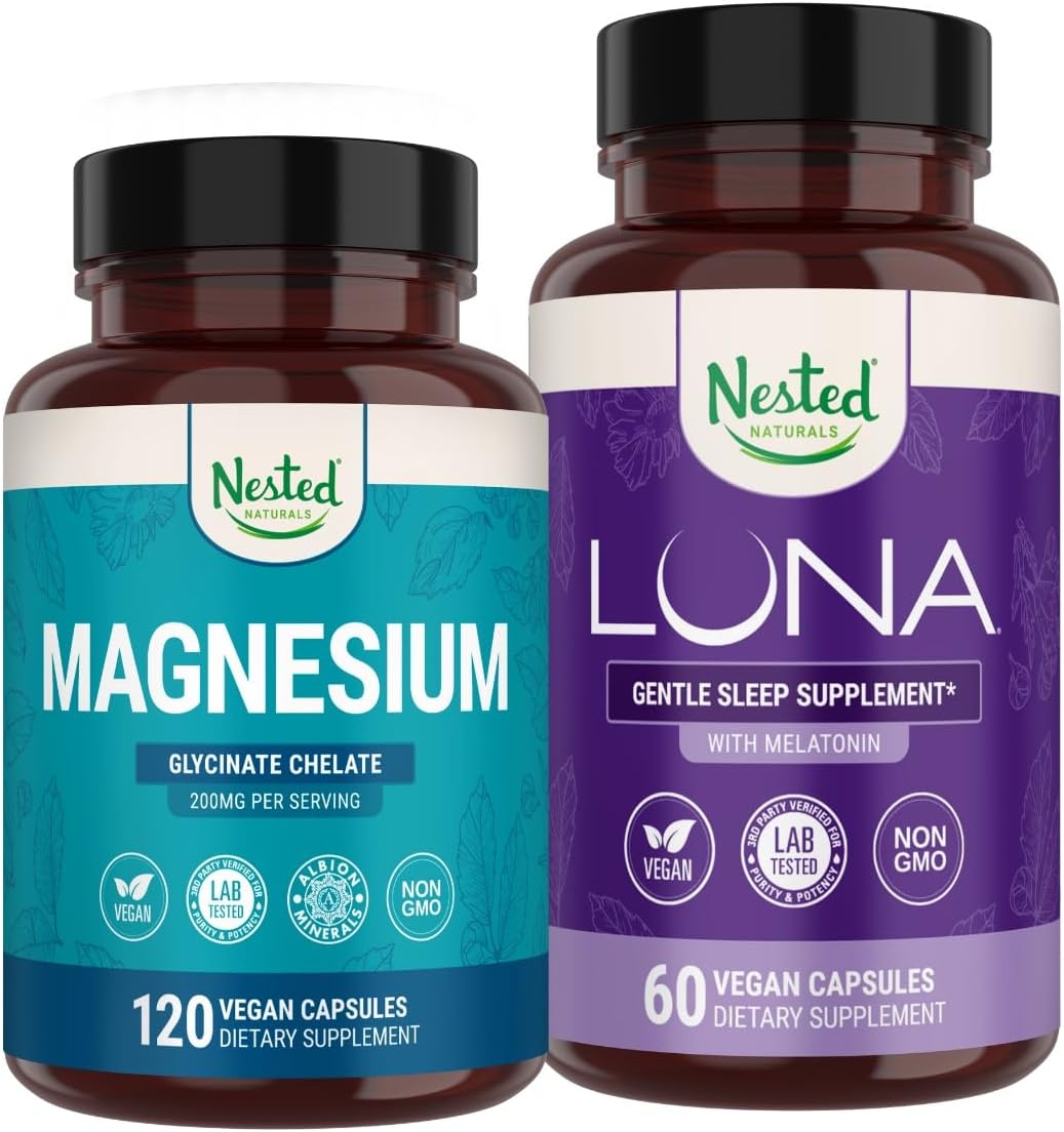 Nested Naturals Luna Sleep Aid & Magnesium Glycinate Chelate for Sleep, Relaxation, & Recovery (180 Capsules) - Image 1 of 8