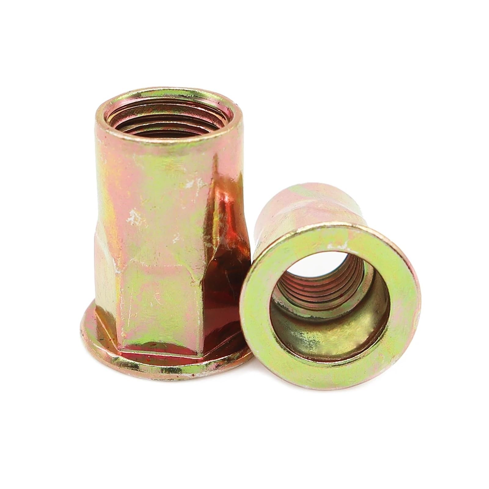 50/100Pcs Rivet Nut Flat Head Countersunk Reduce Knurled Half Part Hexagonal Body Threaded Carbon Steel M3 M4 M5 M6 M8 M10 M12(Half Hex Body,50PCS M10)