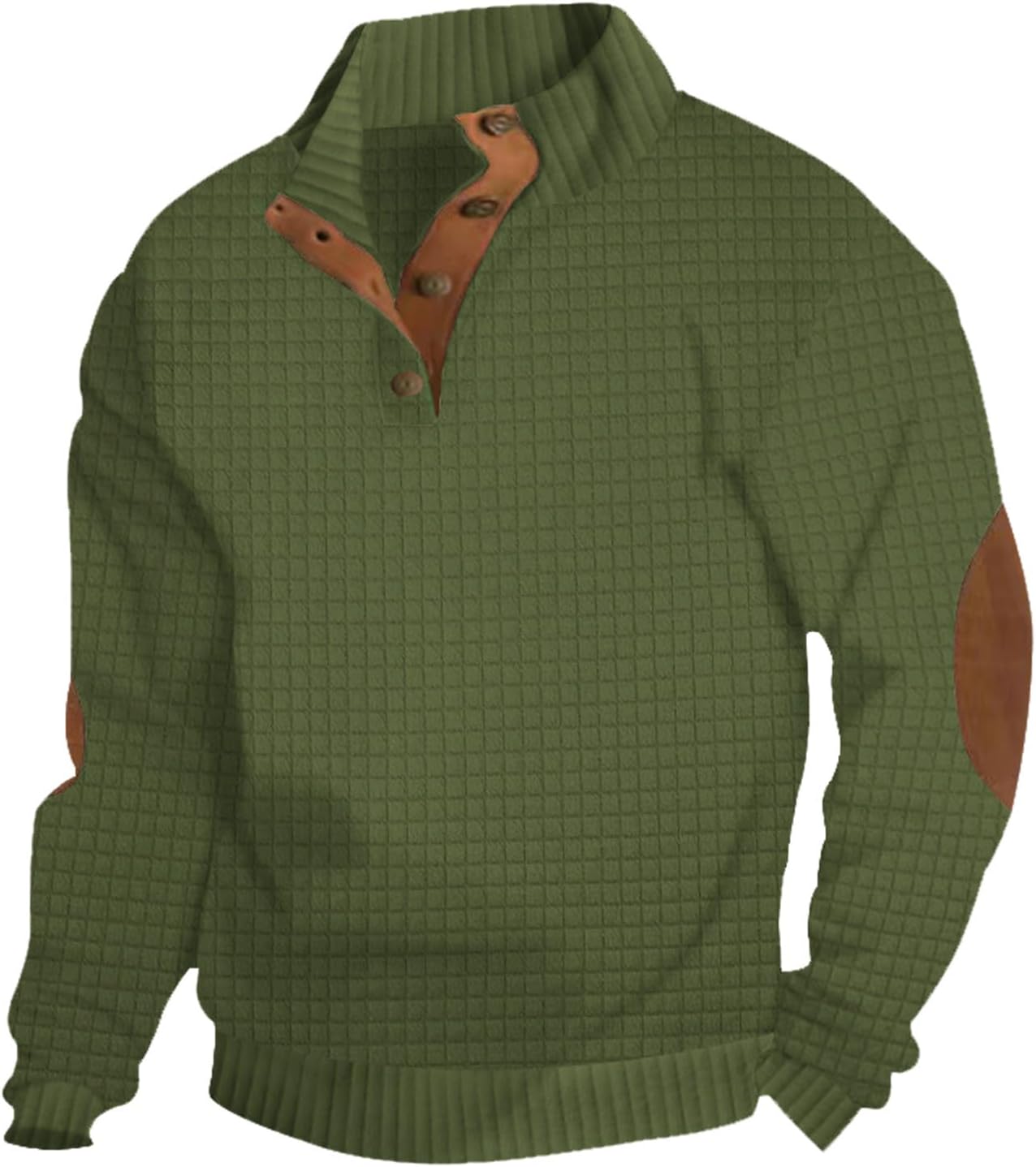 Men’s Waffle Knit Long Sleeve Sweatshirt Classic...