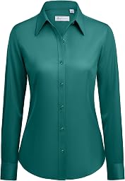 siliteelon Button Down Shirts for Women: Wrinkle Free Long Sleeve Classic Fit Collared Dress Shirt Solid Formal Office