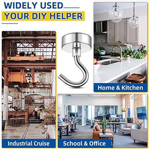 Image of FINDMAG Strong Magnetic Hooks, 30LB+ Magnets with Hooks, 20 Pack, Silver | Heavy Duty Neodymium Magnetic Hooks for Cruise Cabins, Refrigerator, Home, Kitchen, Metal Hooks for Cruise Ship Walls