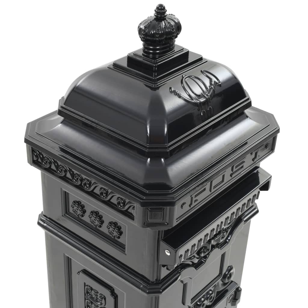 vidaXL Boîte aux Lettres à Pilier Aluminium Vintage antirouille Noir