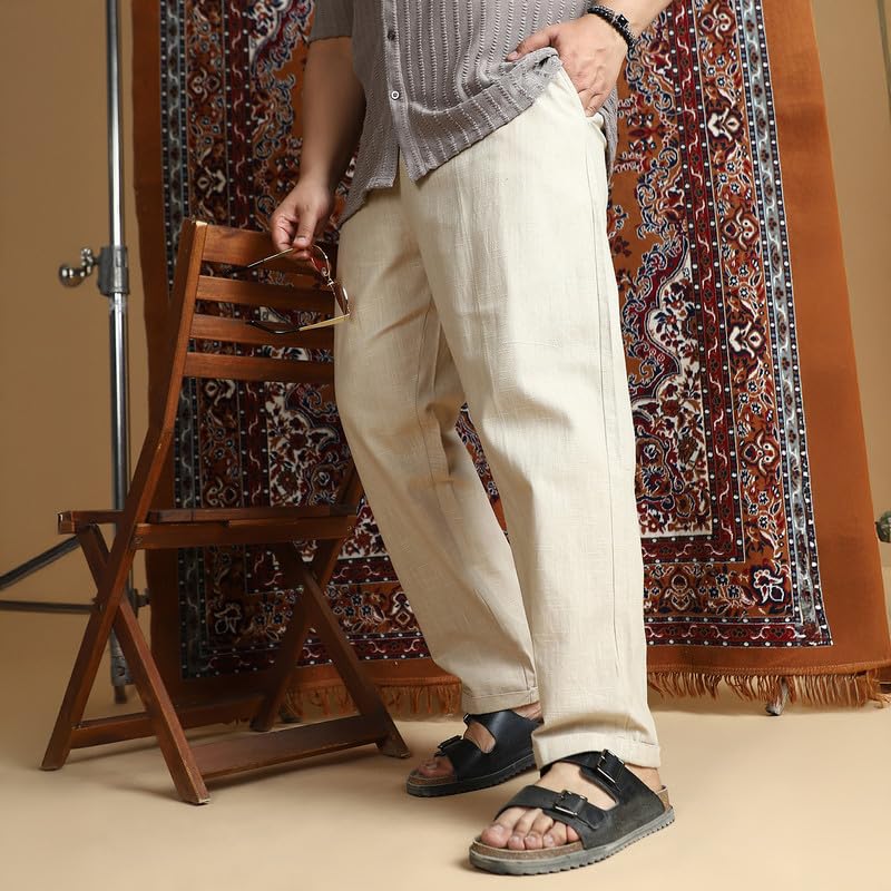Image of Instafab Plus Men's Trousers for Casual Wear | Mid-Rise | Regular Fit | Button Closure | Plus Size Trousers Crafted with Comfort Fit for Everyday Wear