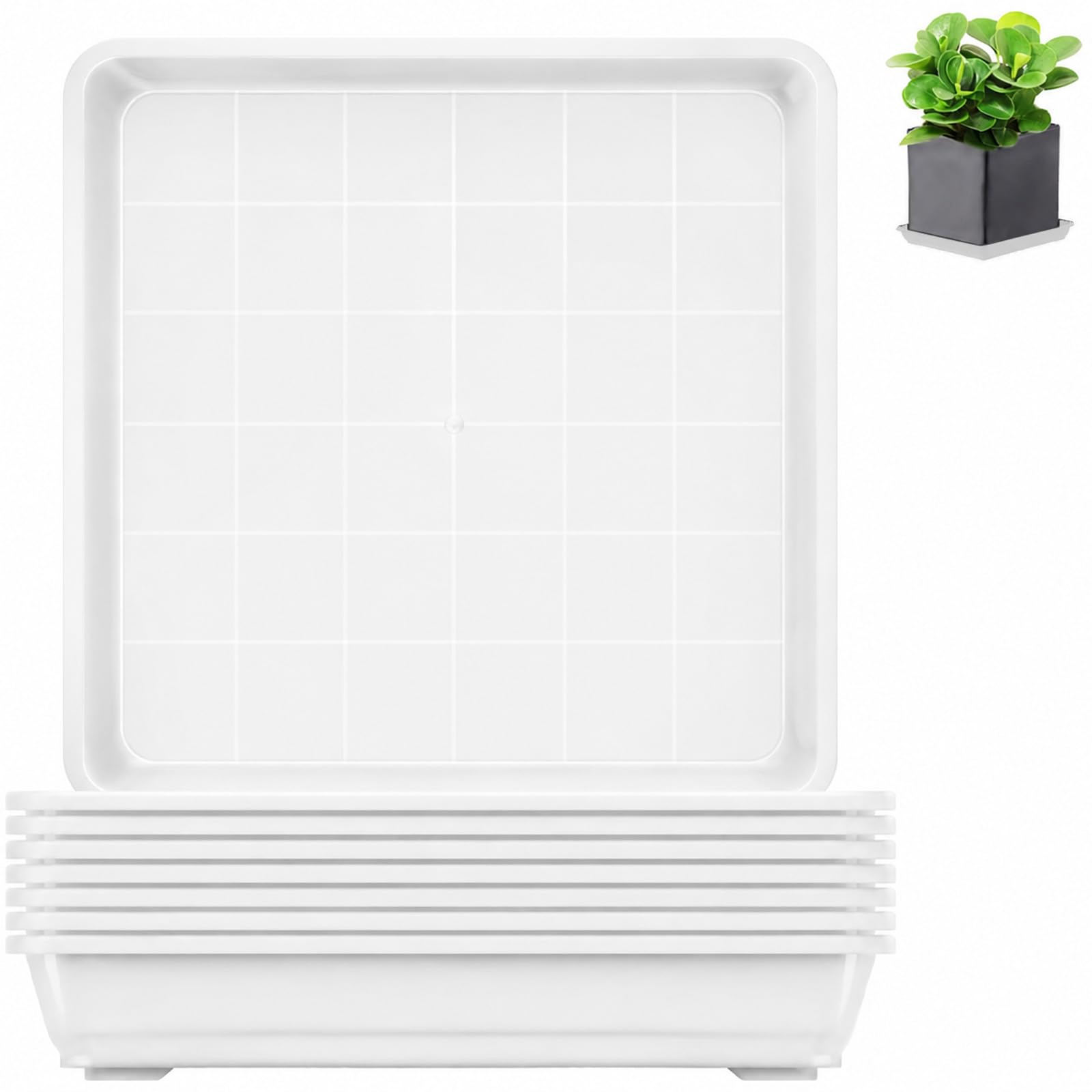 sturiz 4pcs Square Plant Pot Saucer 25x25cm 9.84 inch Plastic Plant Flower Pot Trays White Drip Water Tray for Outdoor and Indoor Planters Plants Garden Pots Greenhouse — image 1